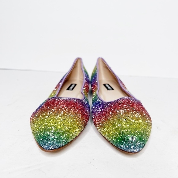 New Nine West Pride Rainbow Glitter Pointed Flats Size 6 Women’s - Picture 4 of 5